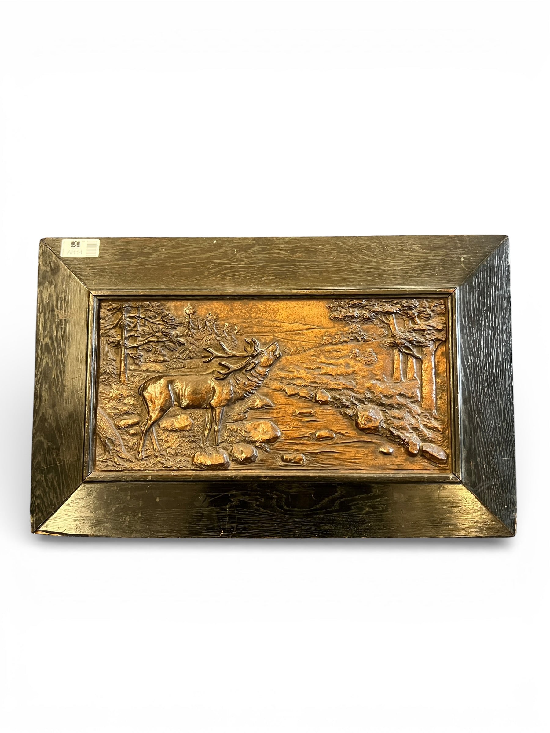 20th Century Bronze Plaque of a Moose in a Forest