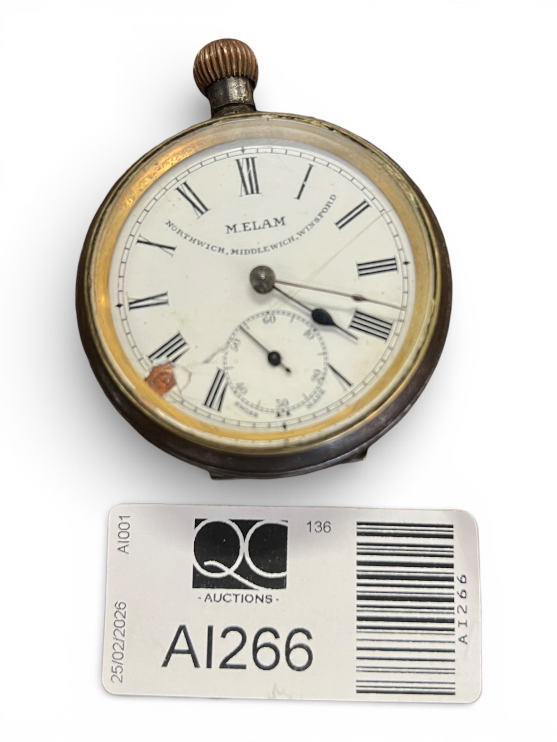 Local Metal Pocket Watch (Northwich, Middlewich & Winsford) – For Repair