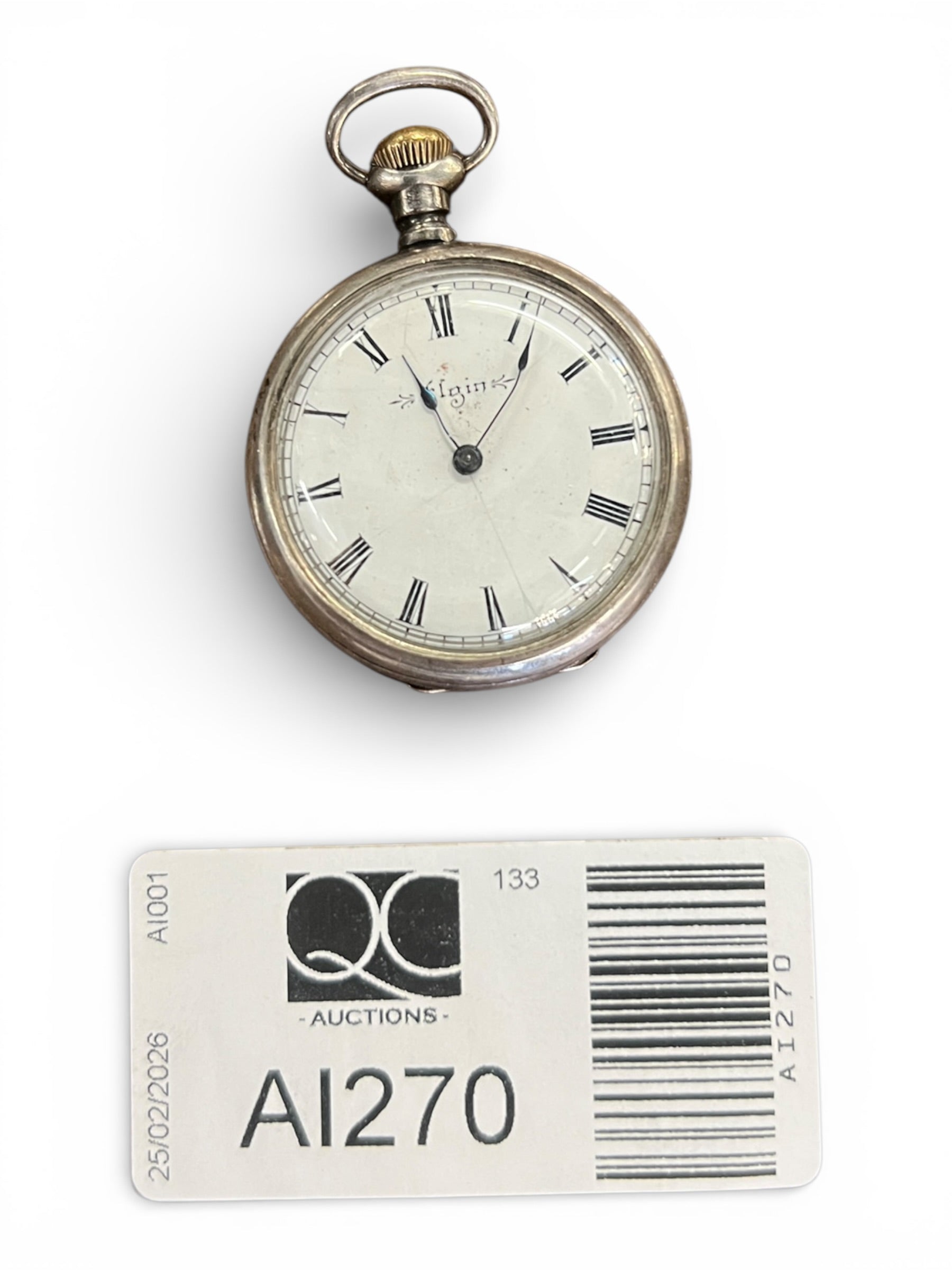 Continental Sterling Silver Ladies’ Pocket Watch with Enamel Dial