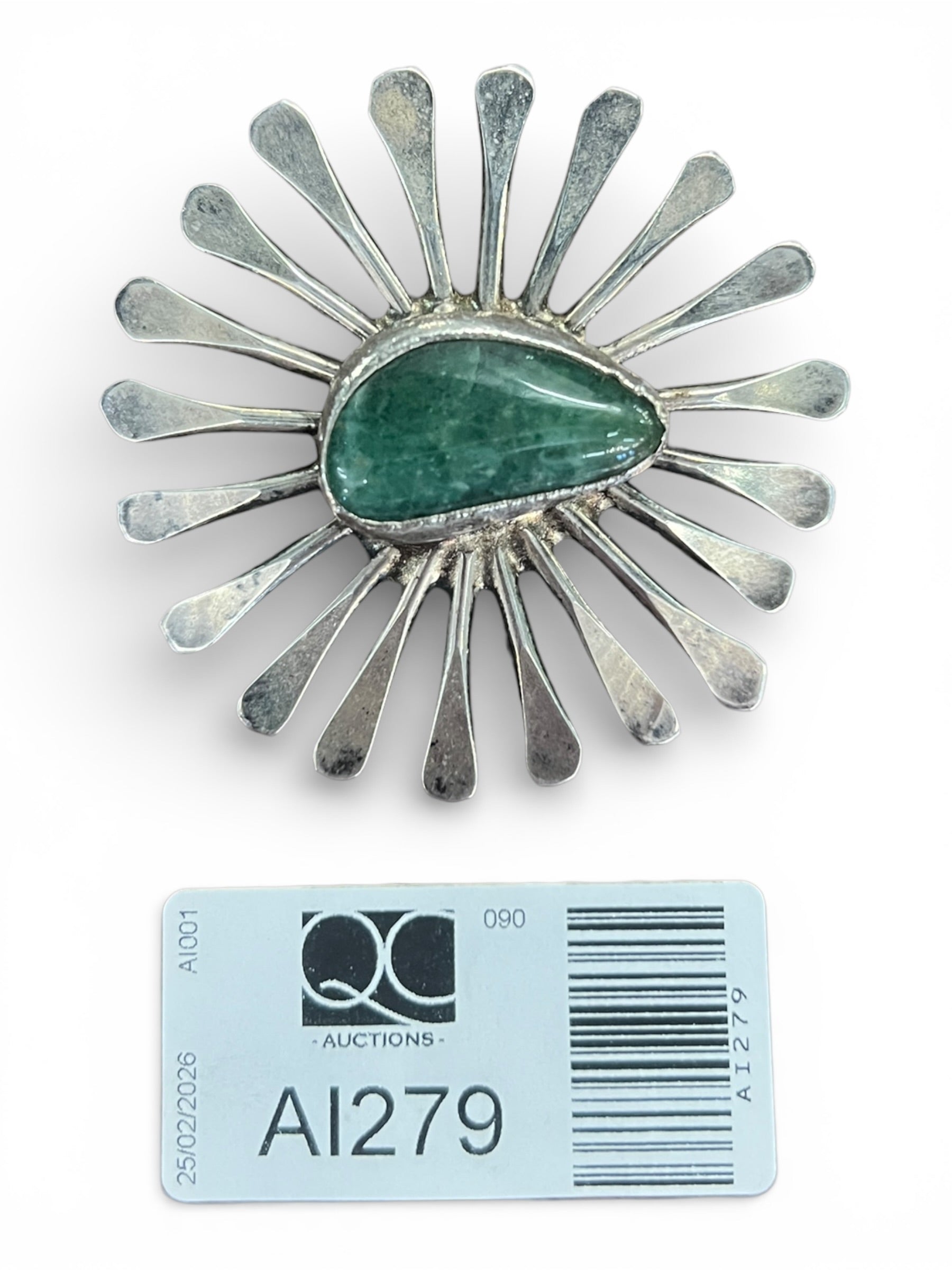 Circa 1970 Silver-Plated “Sunburst” Brooch by Buch & Deichmann (Dutch Jewellery Maker)