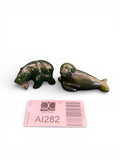 Pair of Jade Animal Figurines (Bear and Seal)