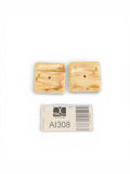 Pair of 19th Century Japanese Bone Square Buttons with Gold Inlay