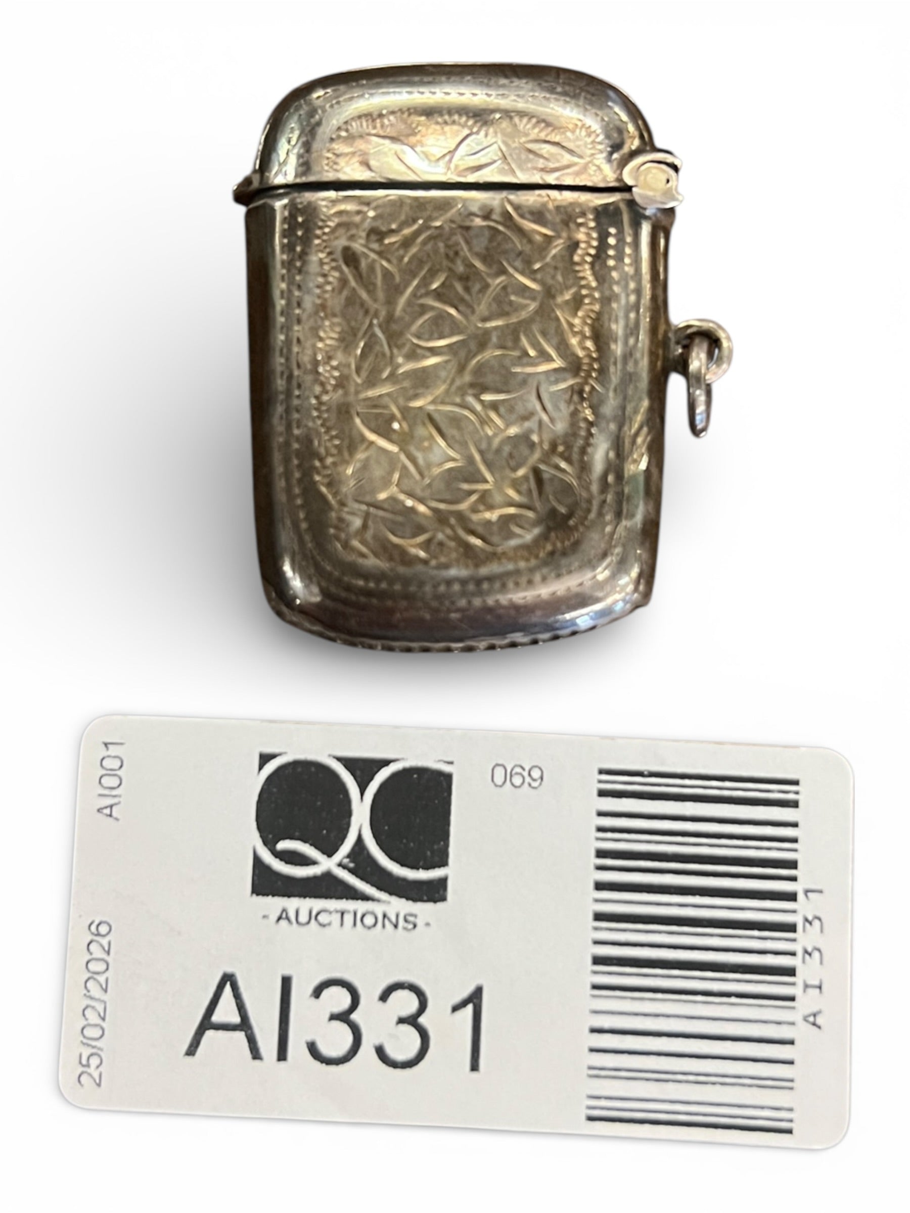 Birmingham Hallmarked Solid Silver Match Striker / Vesta Case – 11g