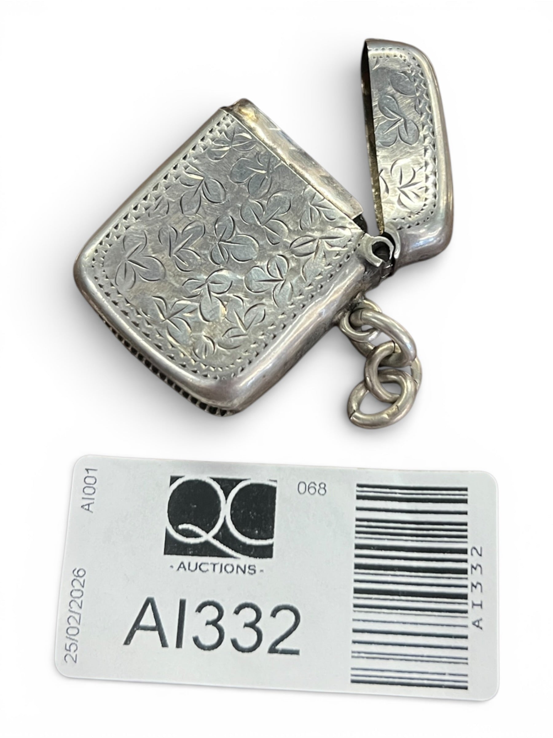 Birmingham Hallmarked Solid Silver Match Striker / Vesta Case – 20g