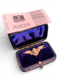 Solid Silver Cherub Pin Brooch in Original Case