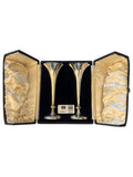 Pair of Sheffield Hallmarked Silver Tulip Vases in Leather Case (One Repaired) – 170g