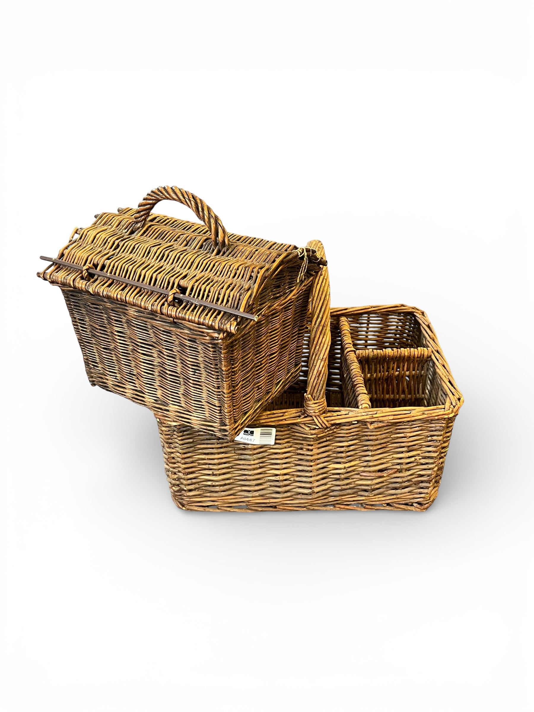 X2 Vintage wicker baskets both different in size