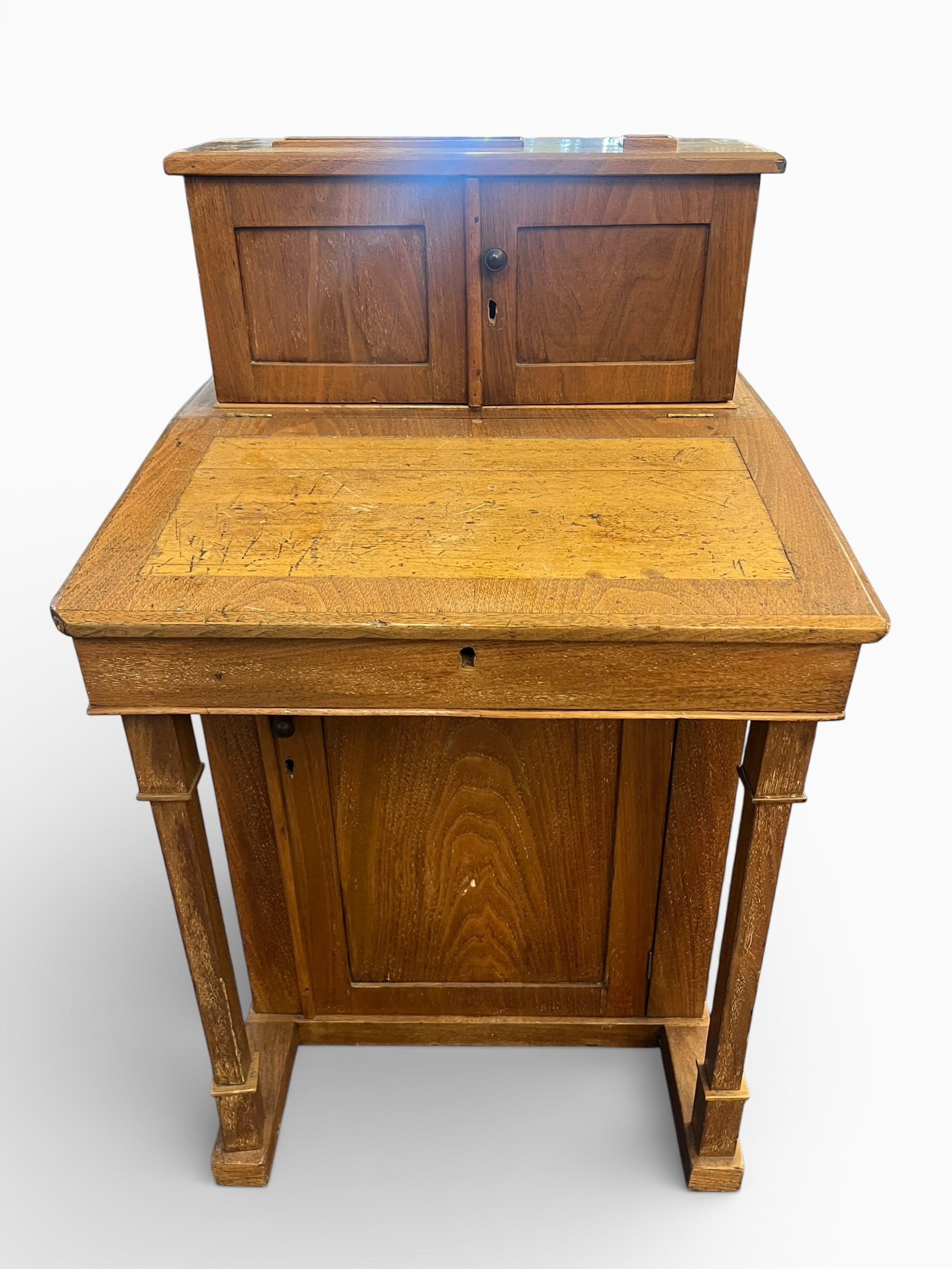 Mid century Victorian burr Walnut davenport desk circa 1861