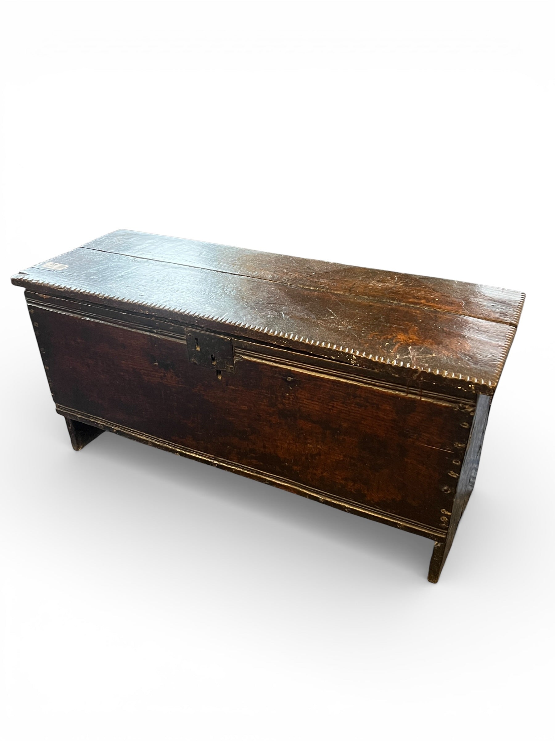 18th Century six plank Oak sword chest in good condition for its age with original lock