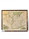 Map of Leicestershire 1637 edition by Christopher Saxton, Map of orignal engraving later hand colours 1637 - 35cm (H) x 37cm (W)