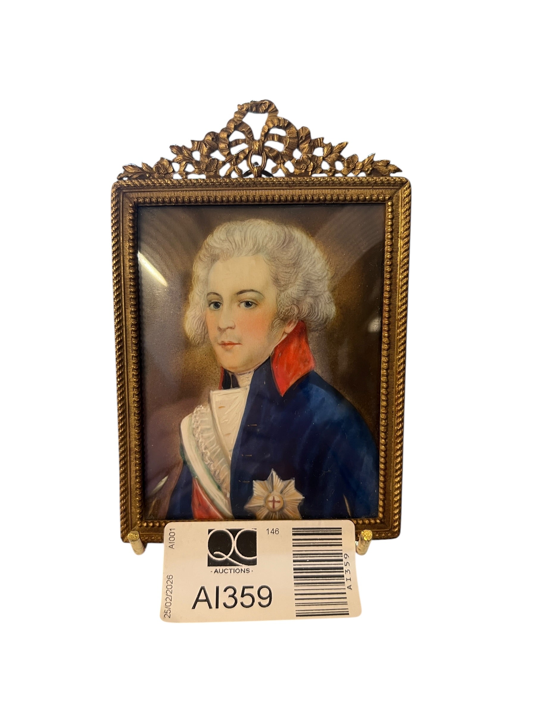 Antique English School Gouache Miniature Portrait of King George IV