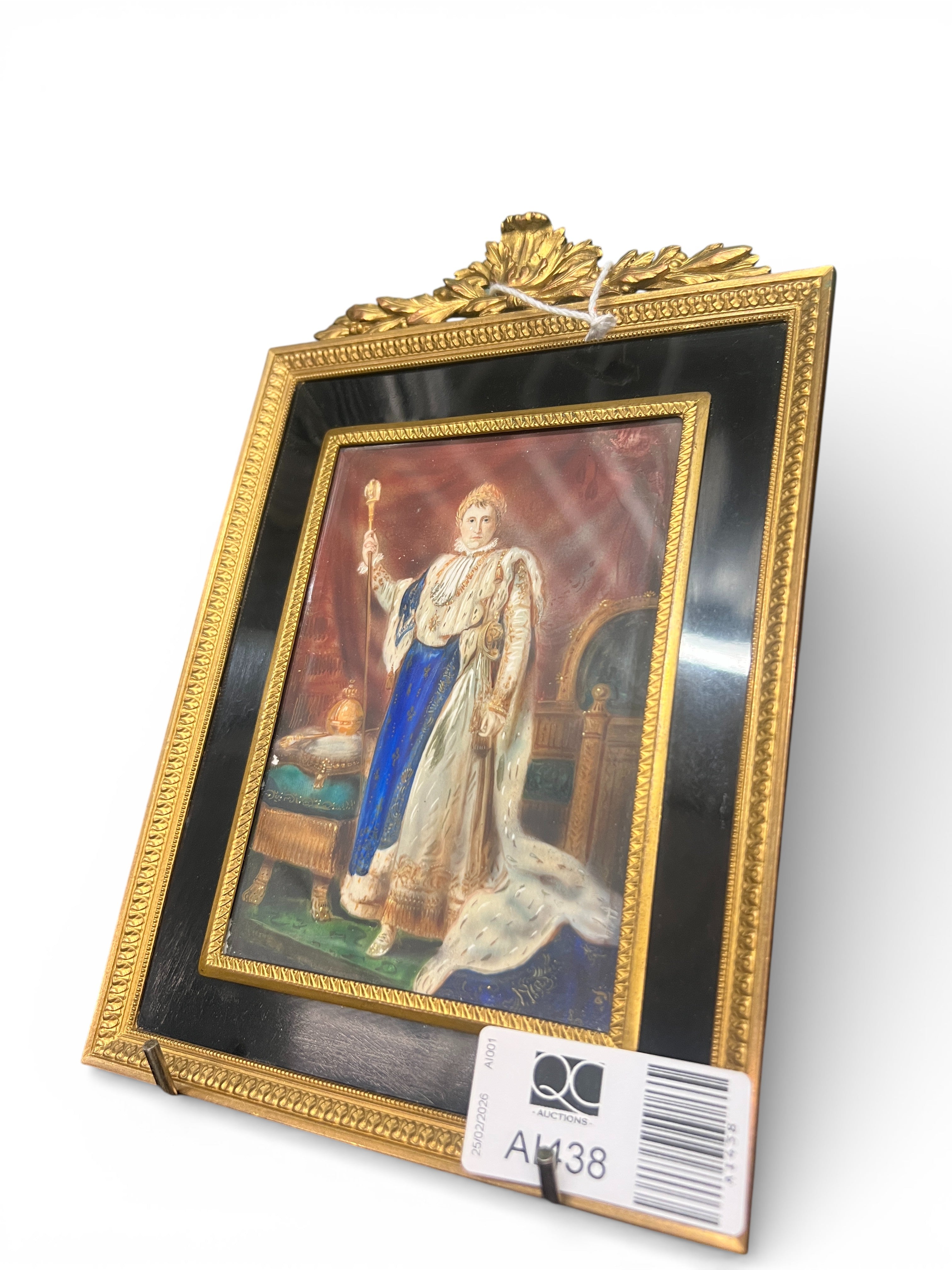 Gilded Bronze-Framed Painting of Napoleon Bonaparte – 22cm (H) x 15cm (W)