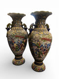 Pair of 19th Century Oriental Moriage Satsuma Porcelain Vases