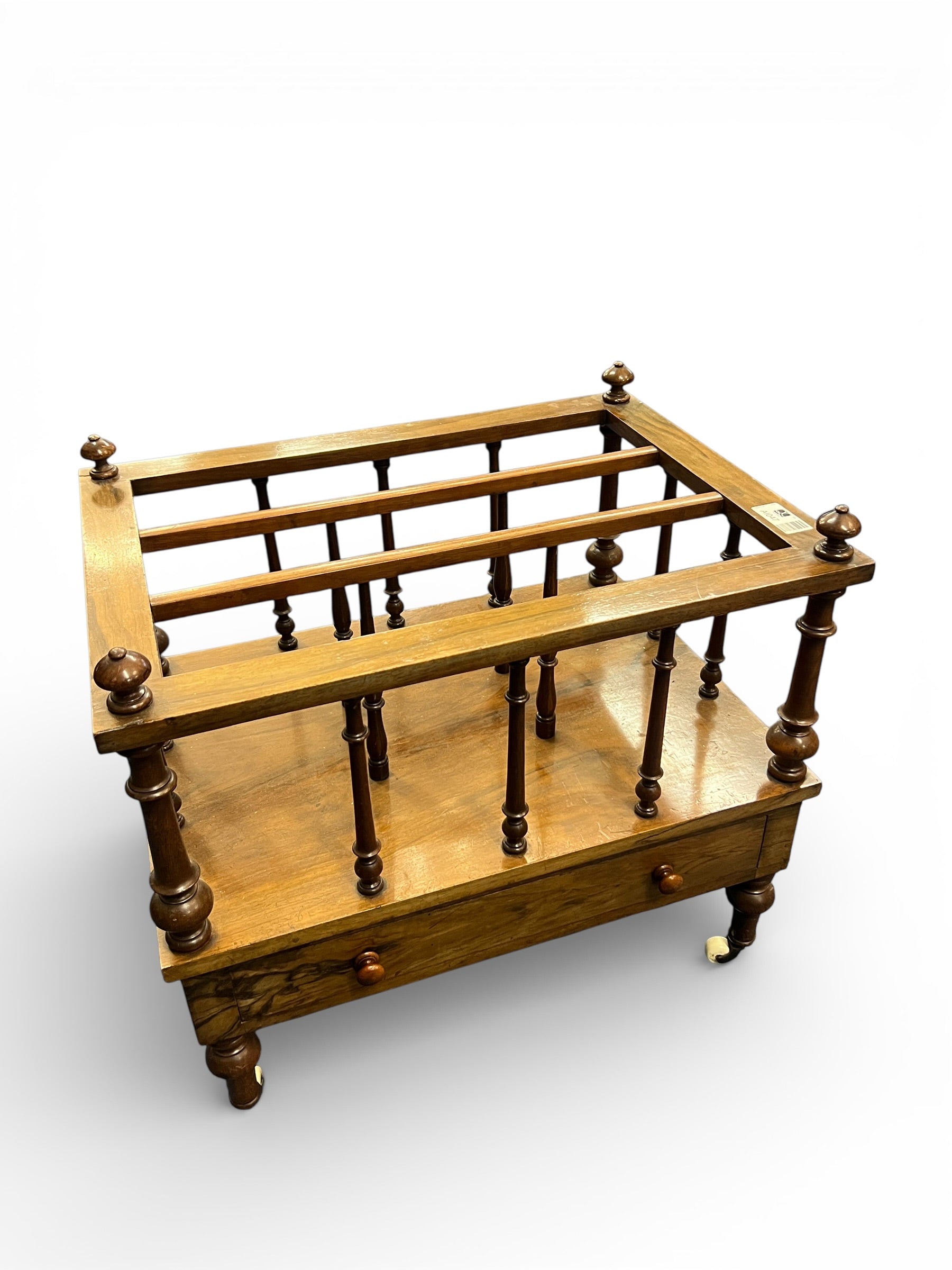 Circa 1850 Victorian Mahogany Canterbury on Porcelain Castors