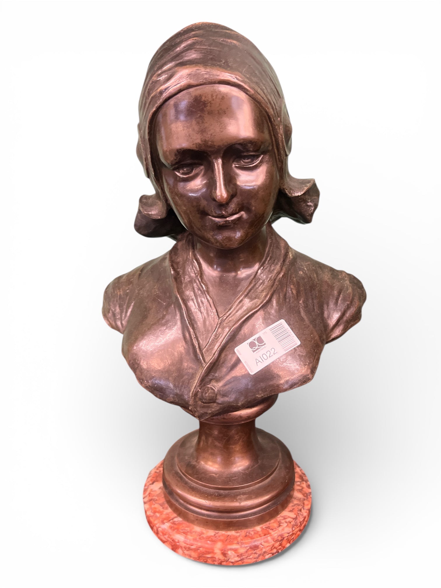 Bronze bust by Auguste Bija 1872 - 1957 mounted on Marble base